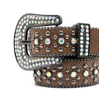 Brown Leather Strap With Designer Buckle Dazzling Belt