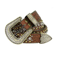 Brown With Gold Studs And White Studs Encrusted Rhinestones Belts