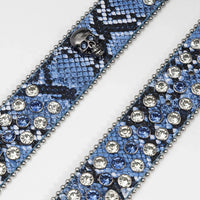 Gengar Buckle Snake Blue Strap Belt with Blue Encrusted Rhinestones