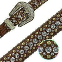 Brown With Gold Studs And White Studs Encrusted Rhinestones Belts