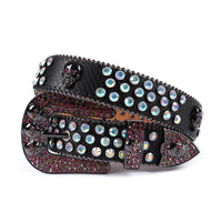Skull Concho Crystal Rhinestone Western Belt with Double Buckle