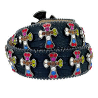 Multicolor Rhinestone Cross Waist Belt