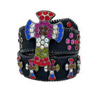 Multicolor Rhinestone Cross Waist Belt