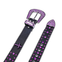 Purple Cross Rhinestone Belt with Gems