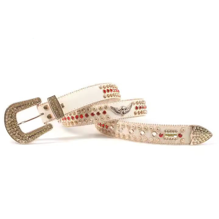 Sparkle Rhinestone Belt with Skull Wings & Adorned