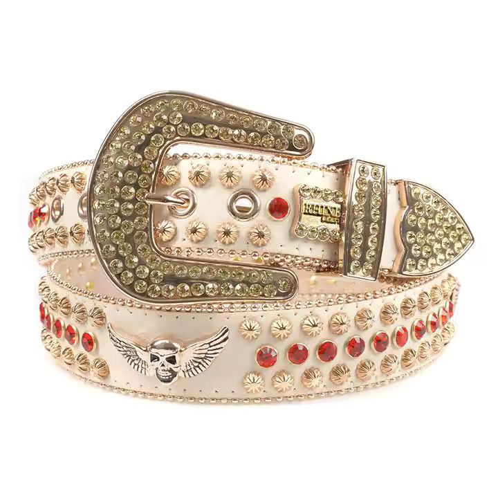 Sparkle Rhinestone Belt with Skull Wings & Adorned