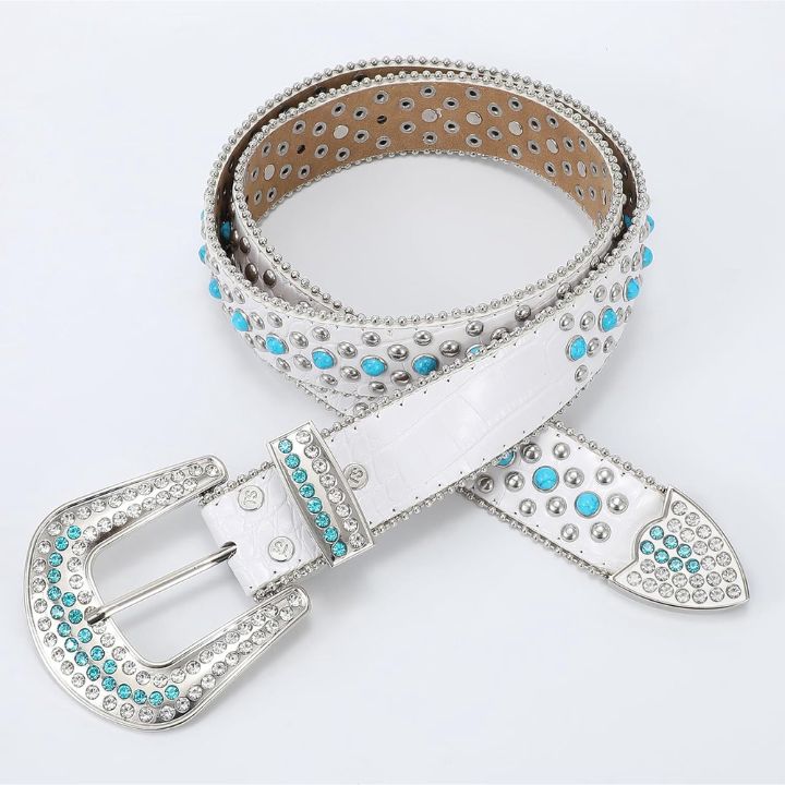Men’s Western Sparkle Adorned Rivet Rhinestone Belt
