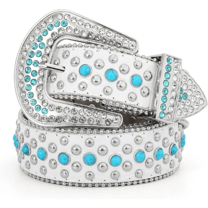Men’s Western Sparkle Adorned Rivet Rhinestone Belt