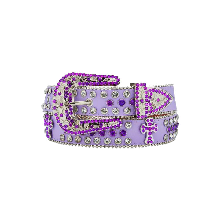 Purple Sparkle Rhinestone Cross Belt