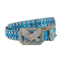 Blue Eagle Buckle Rhinestone Shimmer Belt