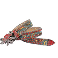 Pirate Head Rhinestone Statement Belt with Diamond Embellishments