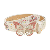 White Shimmer Butterfly Rhinestone Belt