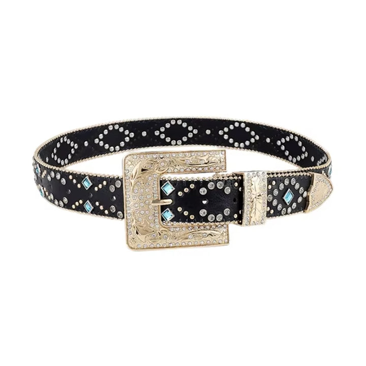 Black Western Rhinestone Adorned Belt