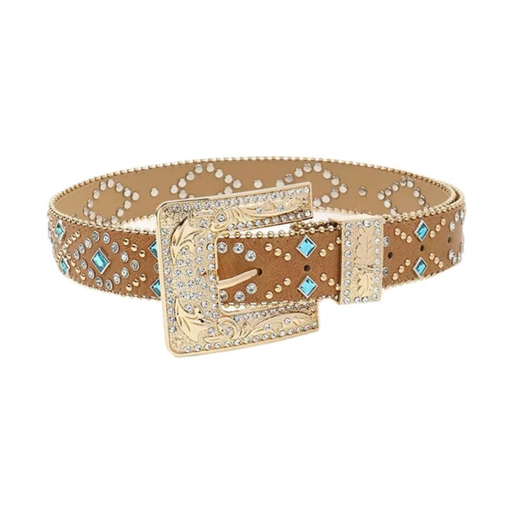 Camel Western Rhinestone Adorned Belt