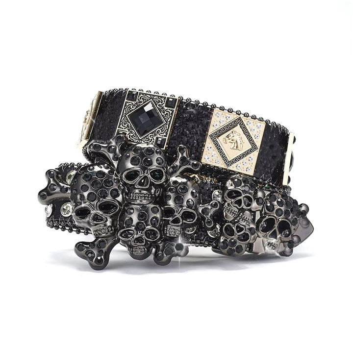 Black Gothic Skull Western Statement Belt
