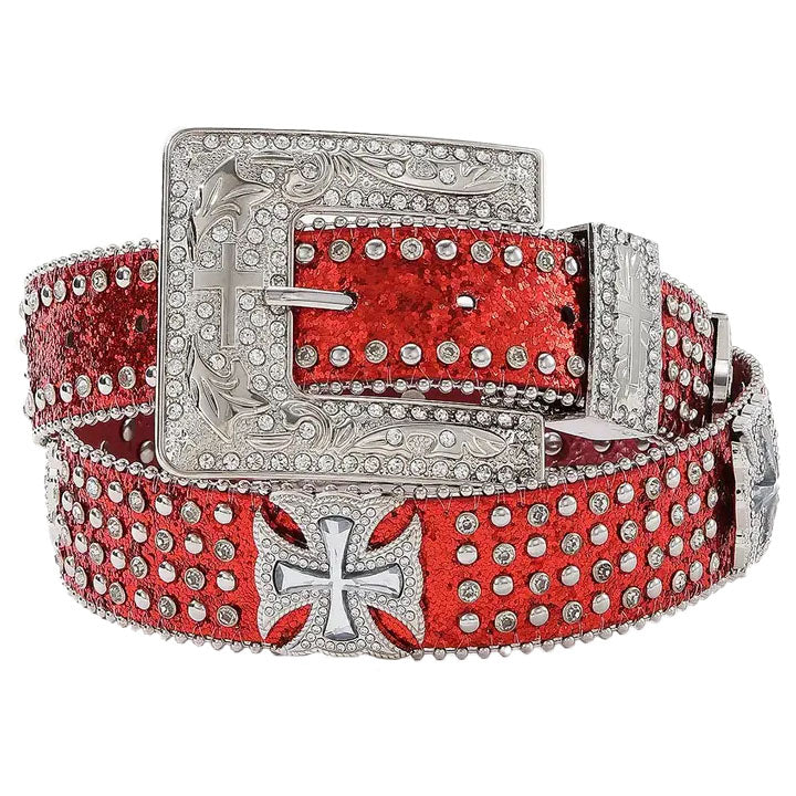 Dazzling Red Sparkle Western Belt