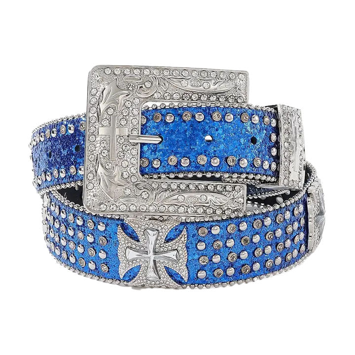 Blue Sparkle Rhinestone Western Belt