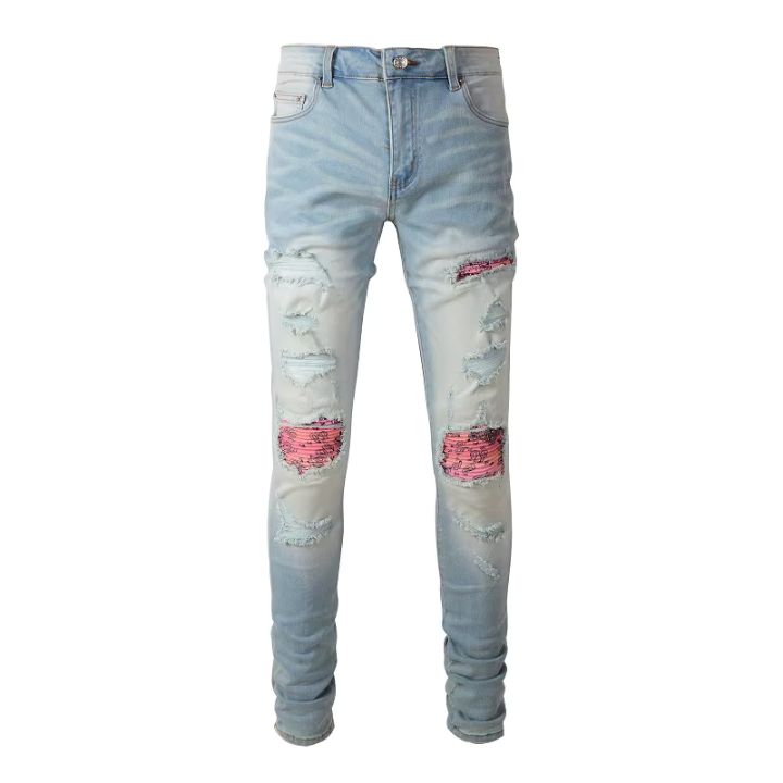 Men's Worn-In Classical Blue Leather Yellow Ribs Pieced Design