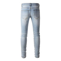 Men's Classic Blue Skinny Fit Torn Jeans