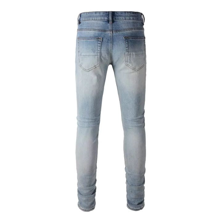 Men 's High Street Slim-Cut Light Blue Torn Jeans