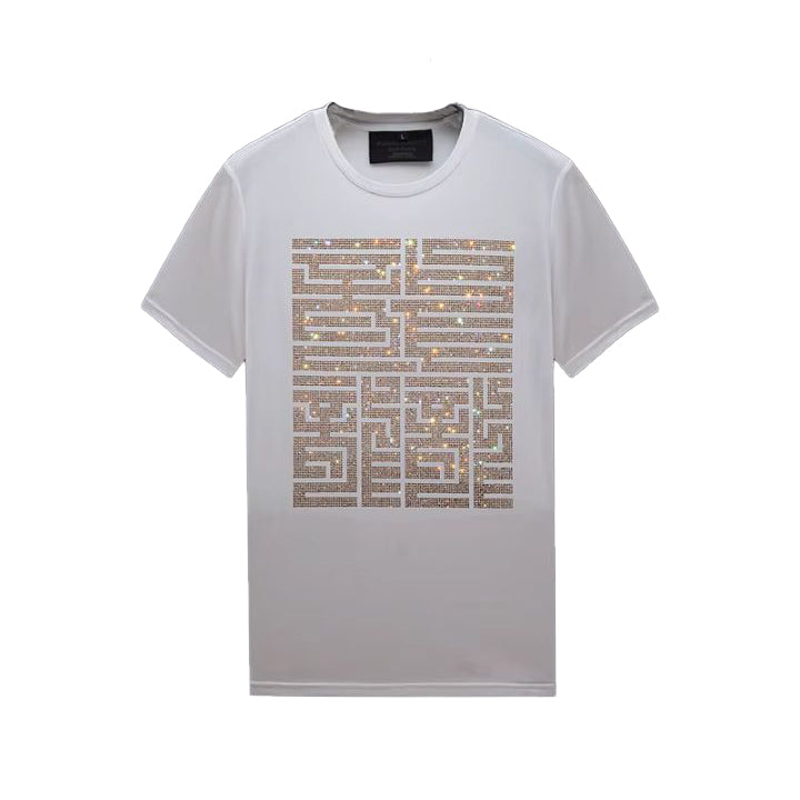 Men's Casual Short Sleeve Graphic Tees with Rhinestones