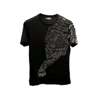 Men's Luxury Lion Print Rhinestone Tee