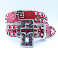 Dazzling Rhinestone Waist Belt with Unique Cross-Shaped Buckle