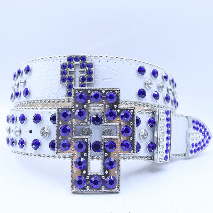 Dazzling Rhinestone Waist Belt with Unique Cross-Shaped Buckle