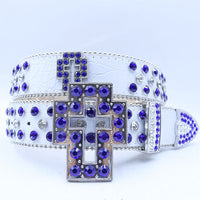 Dazzling Rhinestone Waist Belt with Unique Cross-Shaped Buckle