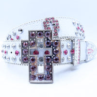Dazzling Rhinestone Waist Belt with Unique Cross-Shaped Buckle