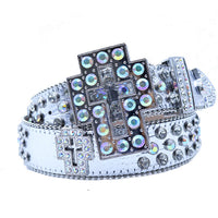 Dazzling Rhinestone Waist Belt with Unique Cross-Shaped Buckle