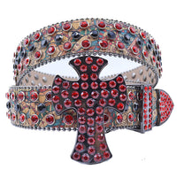Crystal-Studded Cross Designer Belt Premium Sparkle Belt for Men & Women