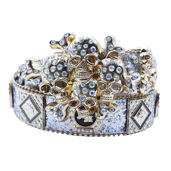 Luxury Skull Rhinestone Western Waist Belt