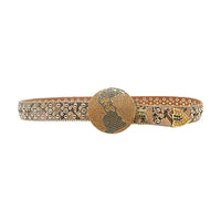 Globe Buckle Gold Strap With Black & Gold Encrusted Rhinestone Belt