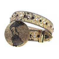 Gold Strap With Black, Gold & Transparent Embellished Rhinestone Belt