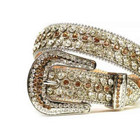 Gold Strap With Champagne and White Adorned Rhinestone Belt