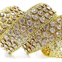 Gold Strap With Diamond White Adorned Rhinestone BB Belt