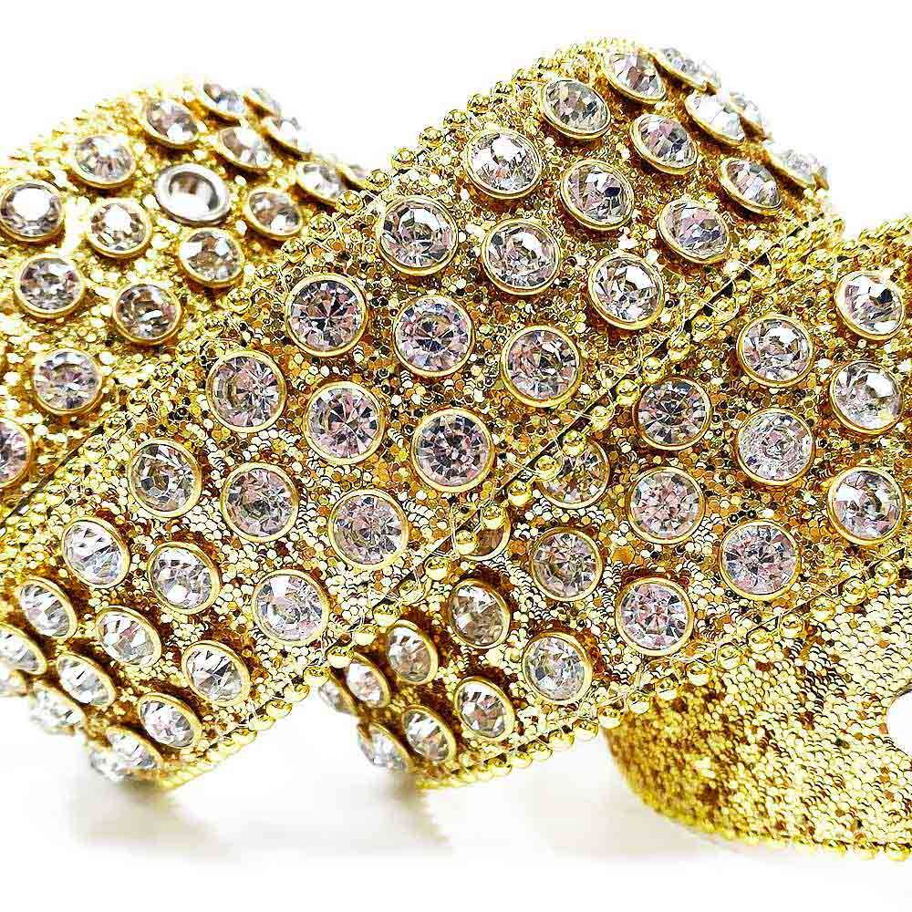 Gold Strap With Diamond White Embellished Rhinestone BB Belt