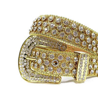 Gold Strap With Diamond White Adorned Rhinestone Belt
