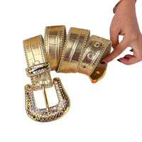 Gold Strap With Gold & Multi Adorned Rhinestone Belt