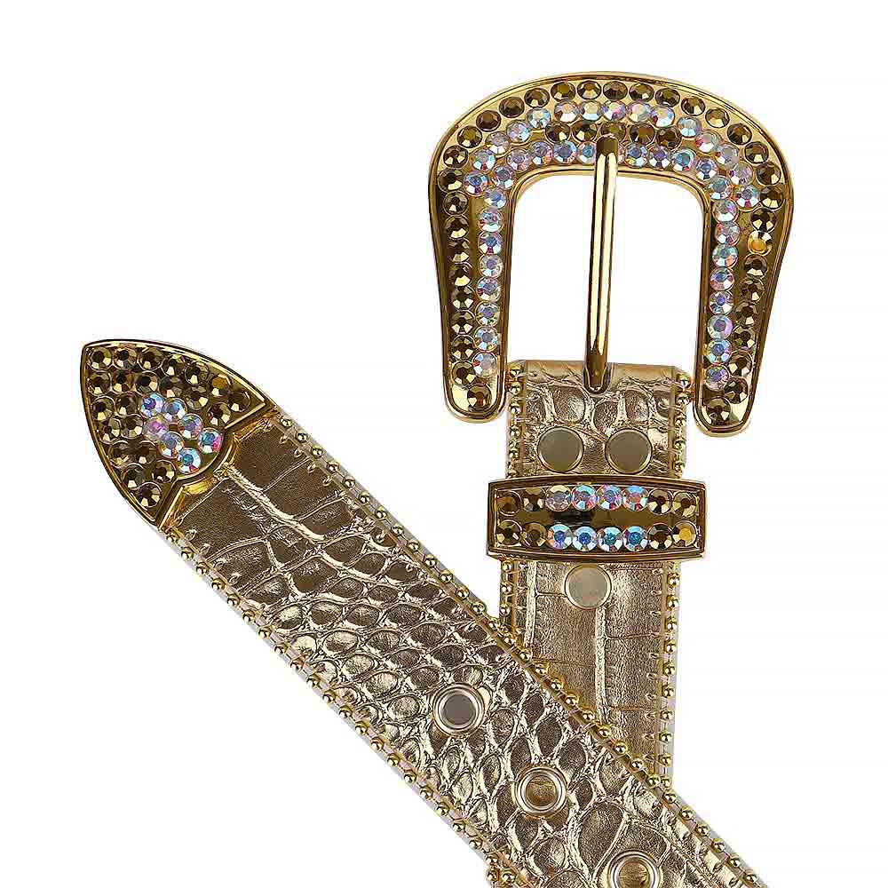 Gold Strap With Gold & Multi Adorned Rhinestone Belt