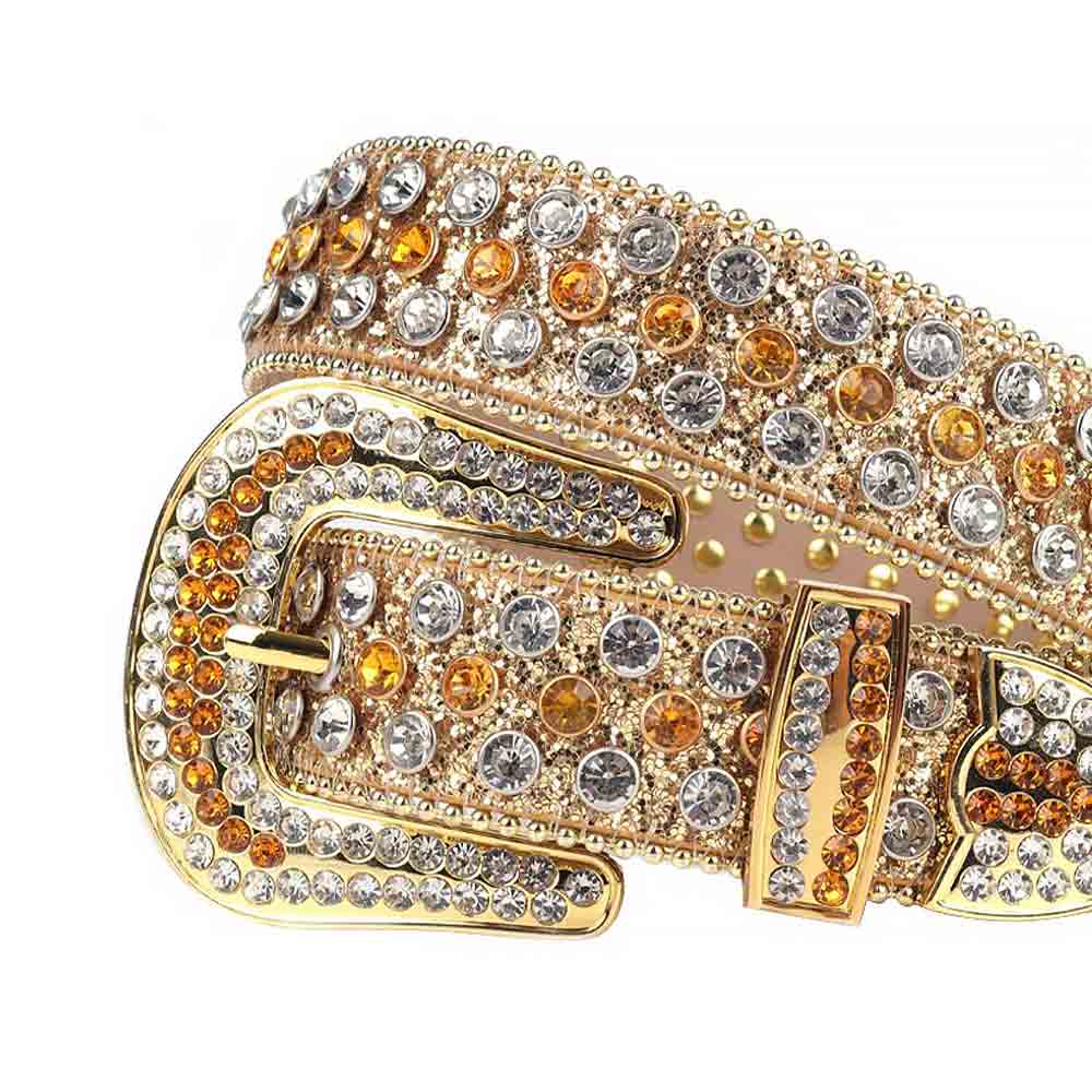 Gold Strap With Gold & Dazzling White Adorned Rhinestone Belt