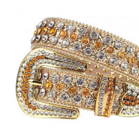 Gold Strap With Gold & Dazzling White Adorned Rhinestone Belt