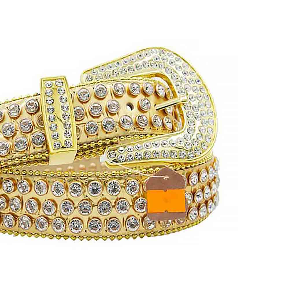 Gold Strap With White Adorned Rhinestone Belt