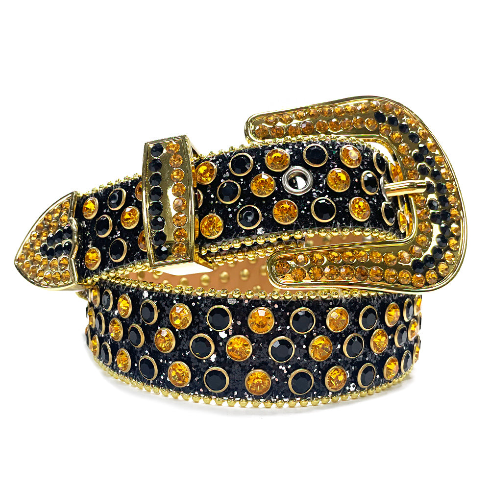 Wave Buckle Crystal Rhinestone Western Belt