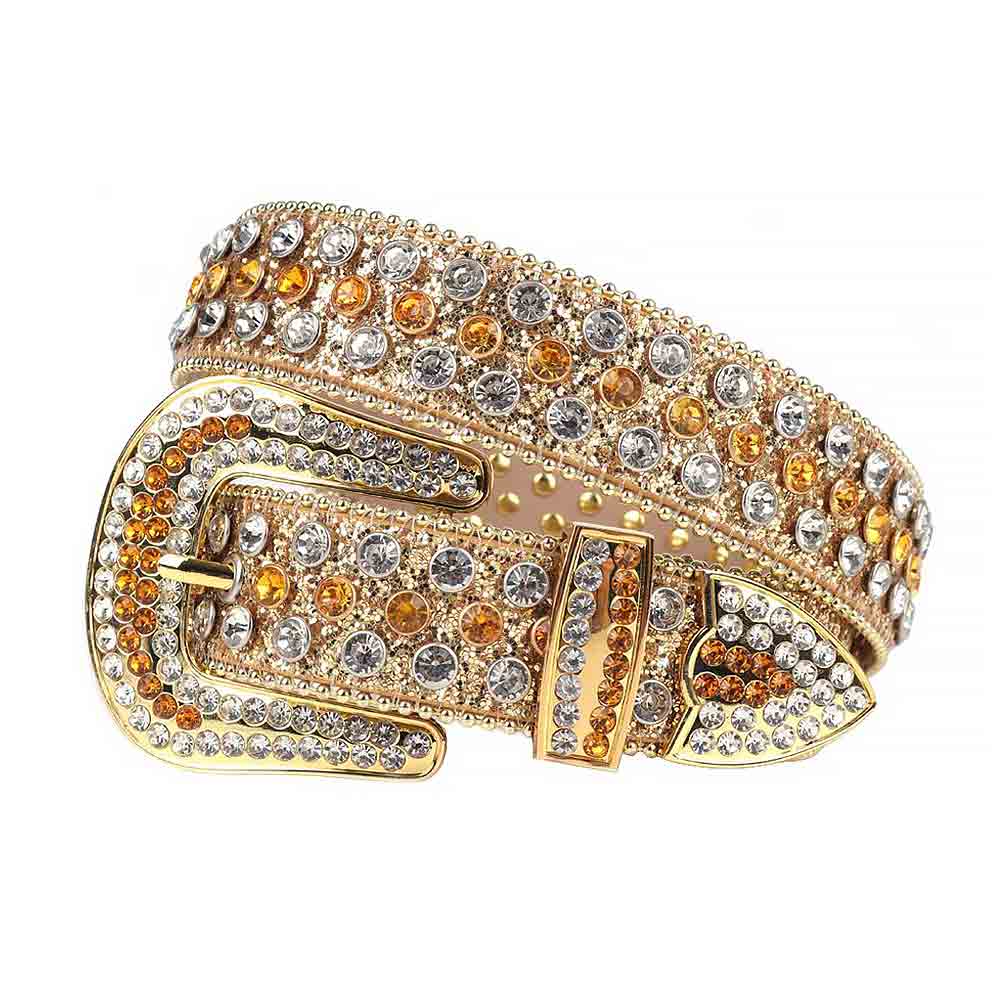 Gold Strap With Gold & Dazzling White Adorned Rhinestone Belt