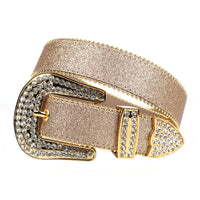 Snakeskin-Texture Western Belt with Rhinestone Buckle
