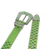 Green Strap With Green Embellished Rhinestone Belt
