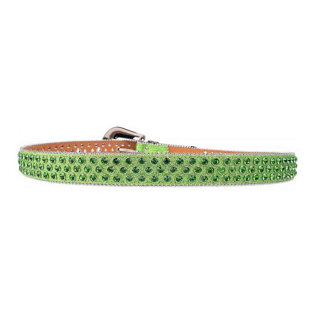 Green Strap With Green Embellished Rhinestone Belt