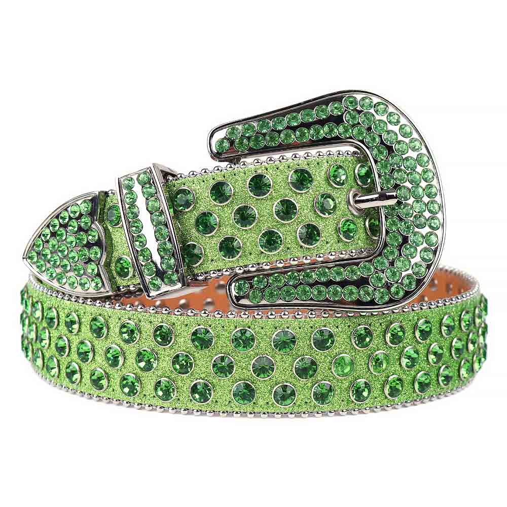Green Strap With Green Embellished Rhinestone Belt